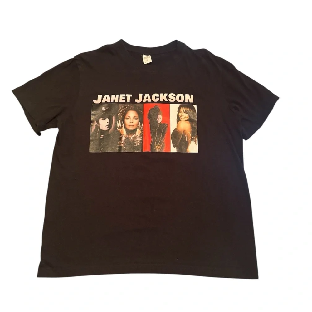 Janet Jackson Graphic Tee Black Cotton Size M - Picture 1 of 4